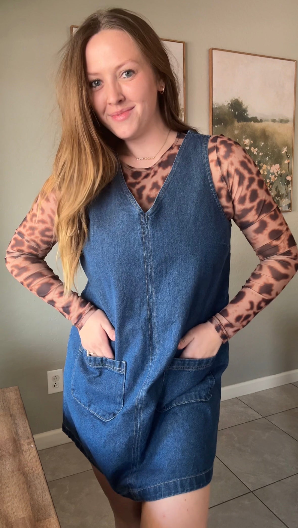 Leopard Print Long Sleeve Sheer Mesh Top