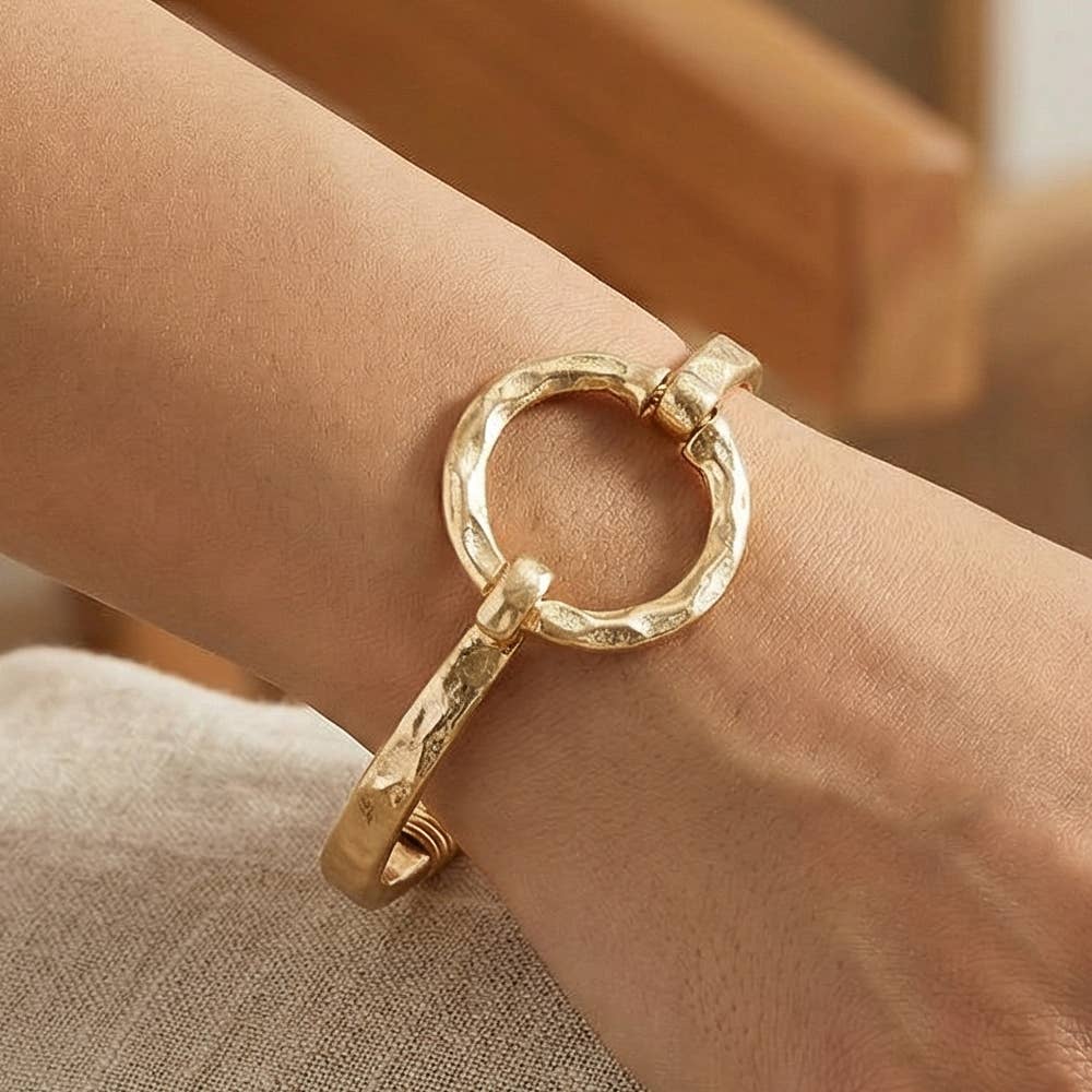 Hammered Circle Bangle Bracelet