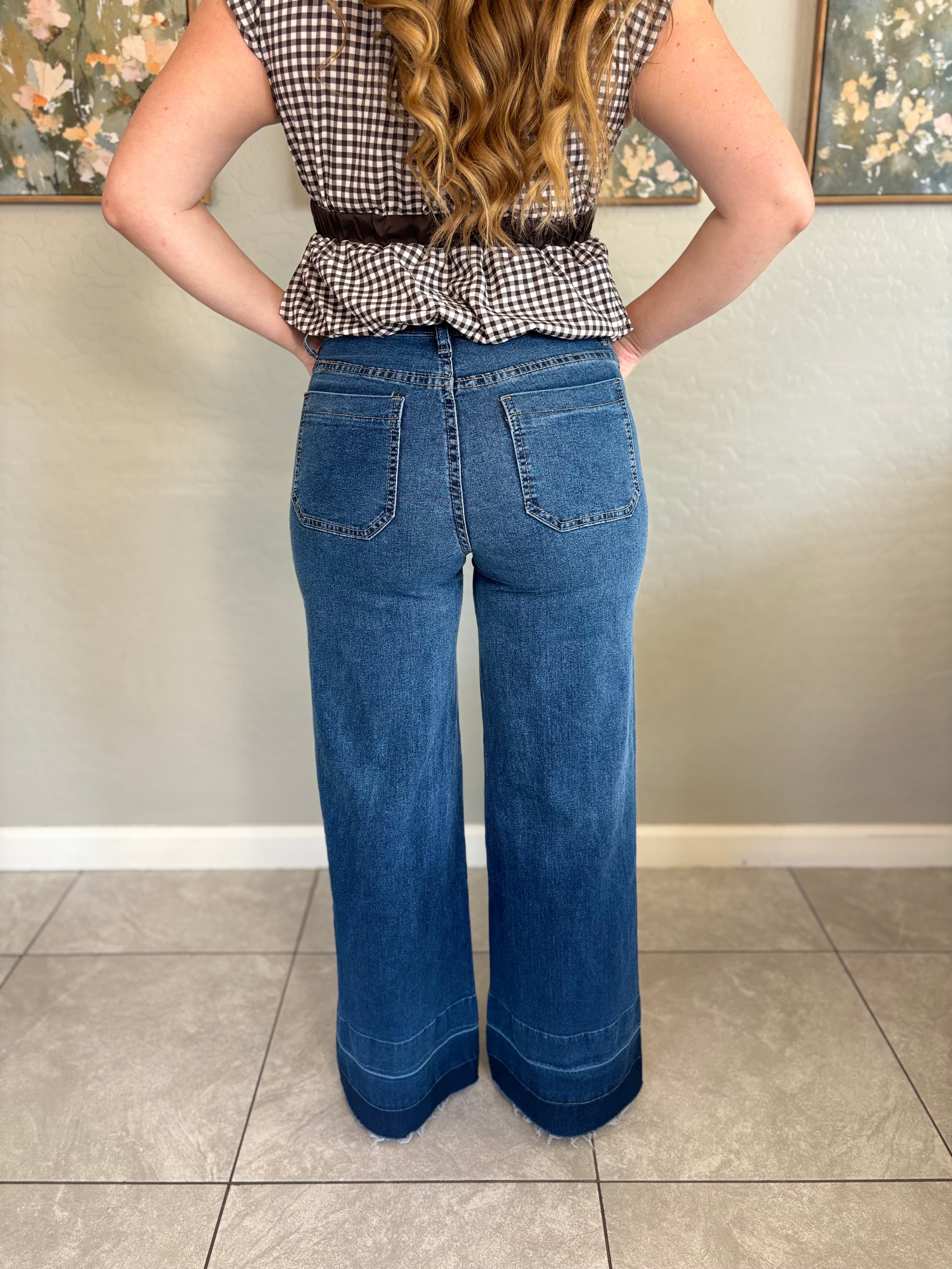 Vintage Washed High-Waist Wide Leg Jeans