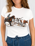 Western Short Sleeve Baby Tee Rodeo Top.