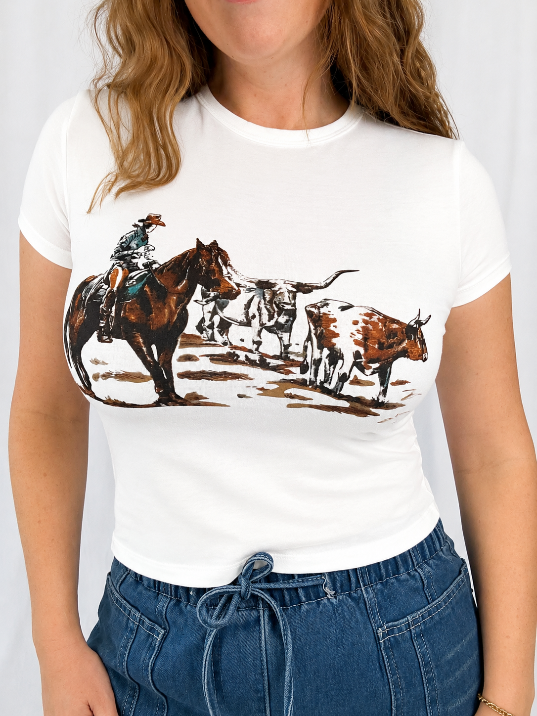 Western Short Sleeve Baby Tee Rodeo Top.